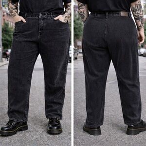 Lee Black Denim Plus Size Relaxed Fit High Rise Straight Leg Mom Jeans Size 36”